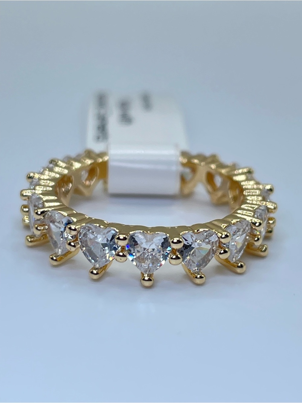 Swarovski Crystal Elements White Heart Cut Crystal Eternity Band Ring Sz 8